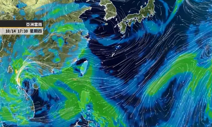 今日亞洲雲雨圖,可見台灣東部仍受到水氣持續影響。 圖:翻攝自彭啟明臉書 今日亞洲雲雨圖,可見台灣東部仍受到水氣持續影響。 圖:翻攝自彭啟明臉書