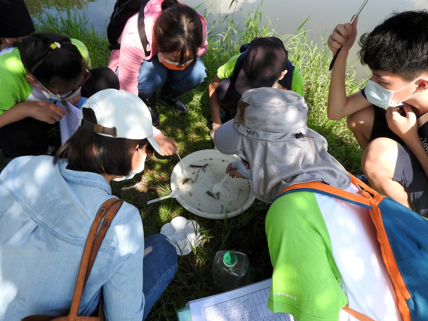 鹿角溪溼地環境監測水棲生物觀察。 圖:新北市環保局提供 鹿角溪溼地環境監測水棲生物觀察。 圖:新北市環保局提供