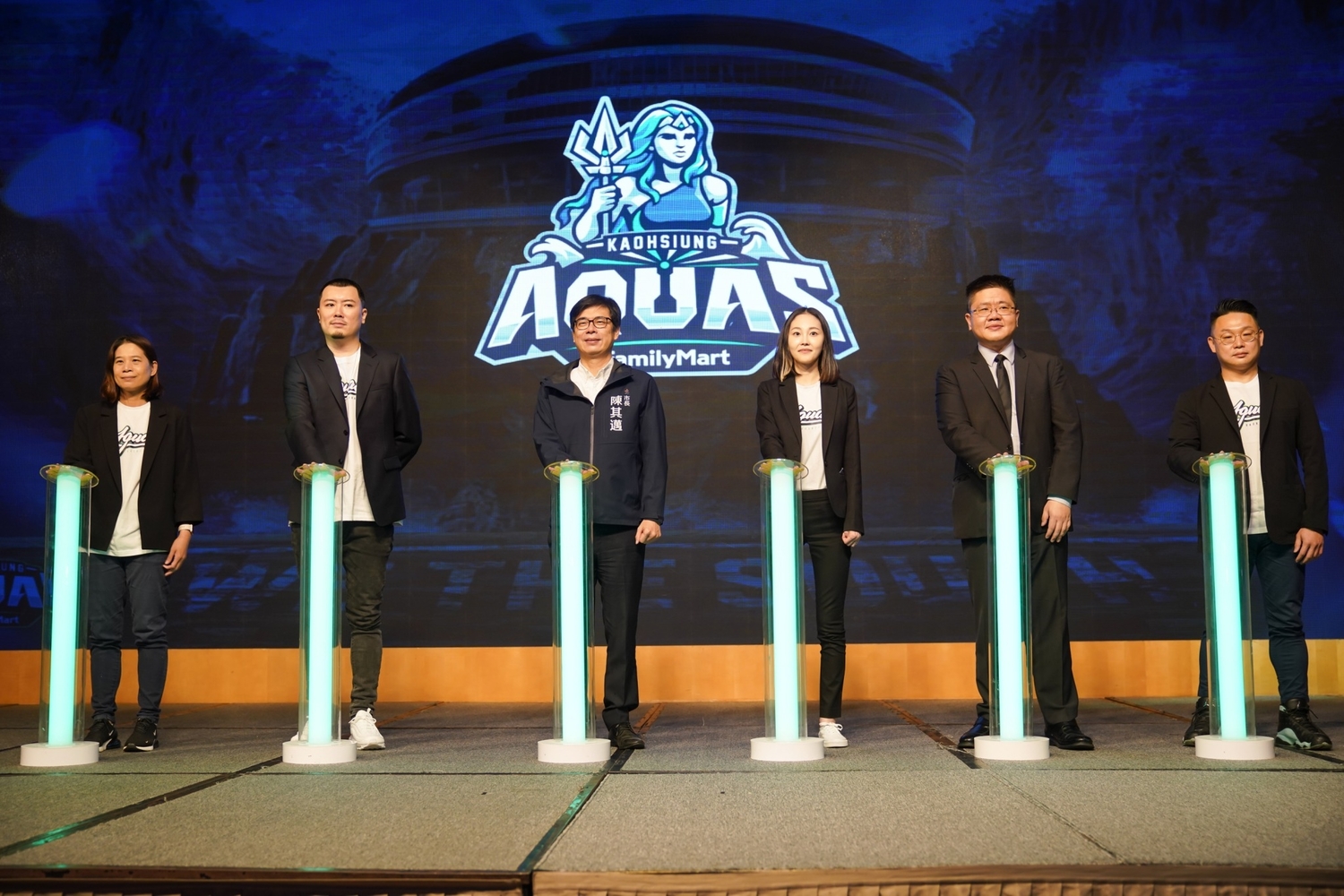 高雄全家海神職業籃球隊啟航儀式。 圖:高雄市政府提供 高雄全家海神職業籃球隊啟航儀式。 圖:高雄市政府提供