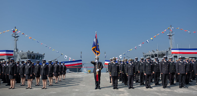 海軍一九二艦隊第一、二布雷艇中隊成軍典禮。 圖:總統府提供 海軍一九二艦隊第一、二布雷艇中隊成軍典禮。 圖:總統府提供