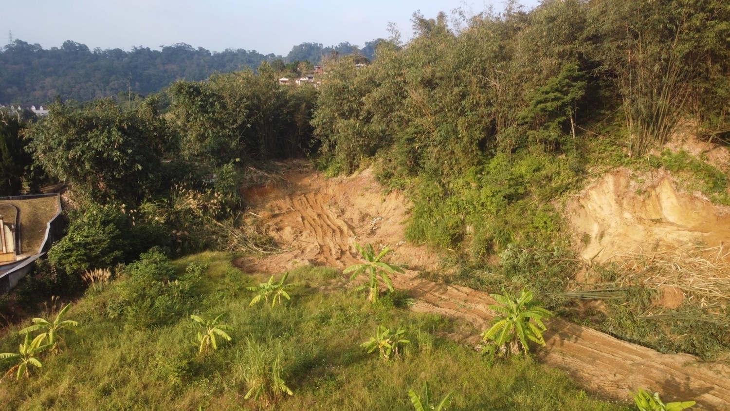業者申請機械除草,卻對山坡地進行開挖整地。 圖:新北市農業局提供 業者申請機械除草,卻對山坡地進行開挖整地。 圖:新北市農業局提供
