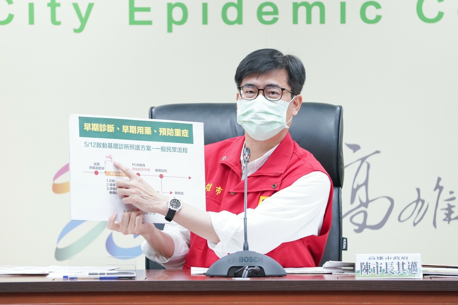 陳其邁呼籲長輩應打滿3劑疫苗。 圖:高雄市政府提供 陳其邁呼籲長輩應打滿3劑疫苗。 圖:高雄市政府提供
