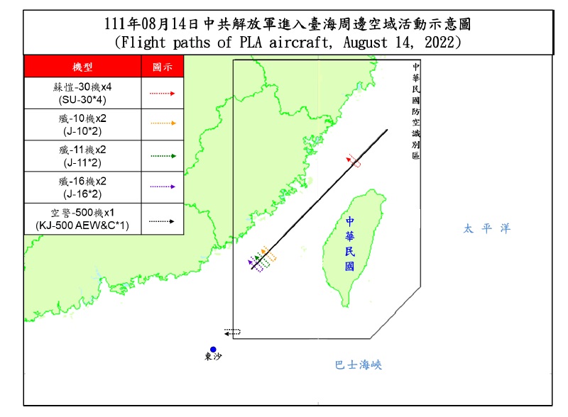 解放軍東部戰區10日宣佈為期7天的「環島式」實彈軍演完成,並稱將「常態」組織台海方向戰備警巡。 圖:國防部提供 解放軍東部戰區10日宣佈為期7天的「環島式」實彈軍演完成,並稱將「常態」組織台海方向戰備警巡。 圖:國防部提供