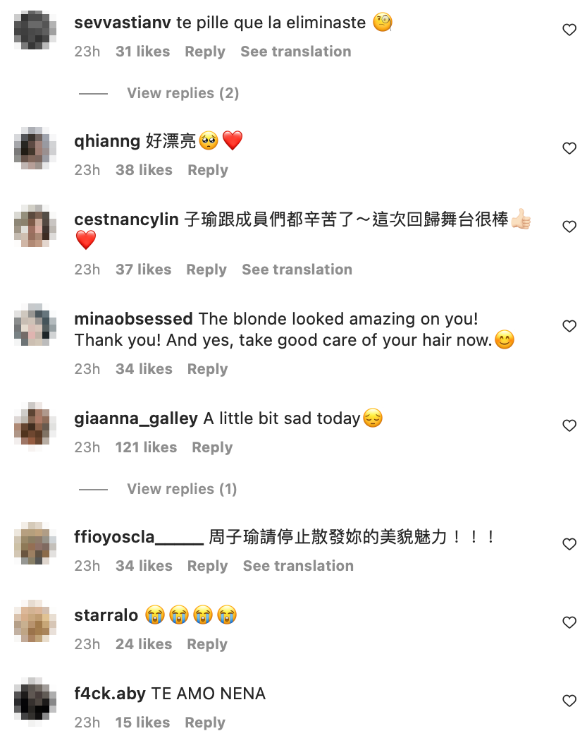 各國粉絲也瘋狂暴動留言,足見她在全球的超高人氣。 圖:翻攝自子瑜IG 各國粉絲也瘋狂暴動留言,足見她在全球的超高人氣。 圖:翻攝自子瑜IG