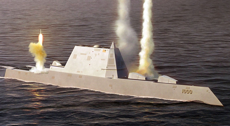 美國海軍朱瓦特級導彈驅逐艦首艦朱瓦特號（USS Zumwalt, DDG-1000）發射導彈。 圖 : 翻攝自Commons.wikimedia.org