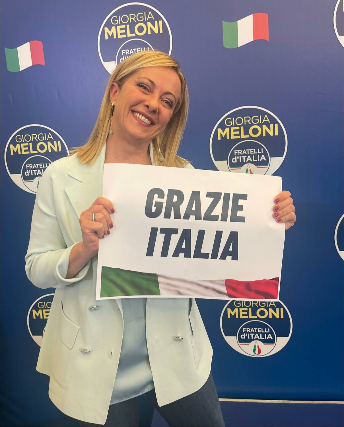 極右派義大利兄弟黨黨魁梅洛尼（Giorgia Meloni），成為義大利首位女總理。 圖:翻攝自臉書giorgiameloni.paginaufficiale