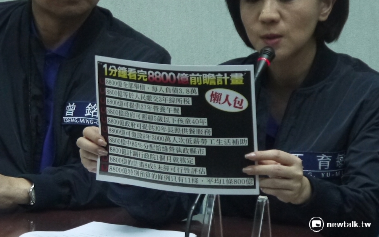 立委王育敏舉例8,800億可以做許多用途。 圖:鍾孟軒/攝 立委王育敏舉例8,800億可以做許多用途。 圖:鍾孟軒/攝