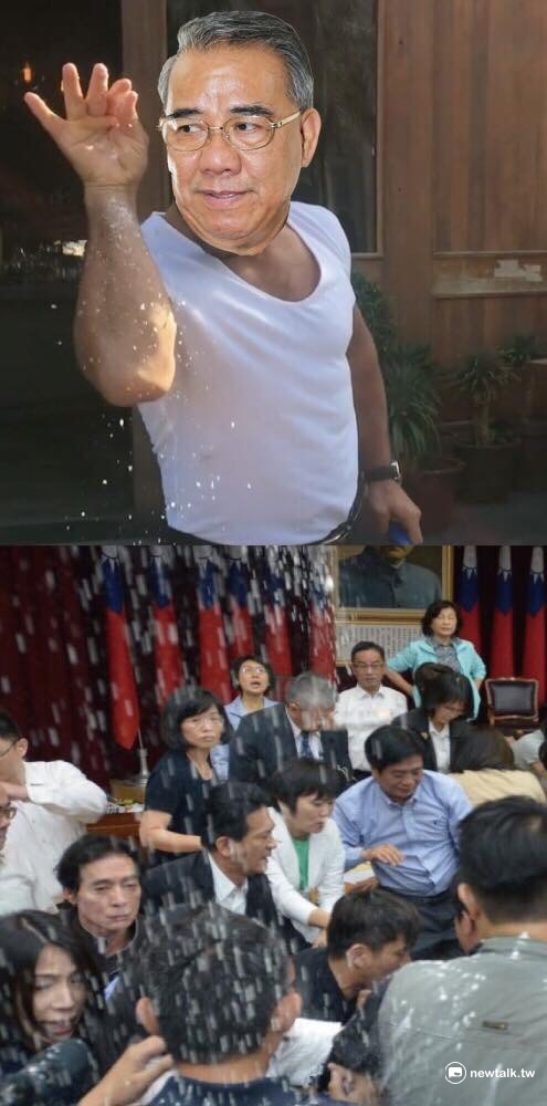 民進黨立委林俊憲11日下午po了一張名為「國民黨賣擱鬧阿啦」的KUSO合成圖。 圖: 林俊憲臉書 民進黨立委林俊憲11日下午po了一張名為「國民黨賣擱鬧阿啦」的KUSO合成圖。 圖: 林俊憲臉書