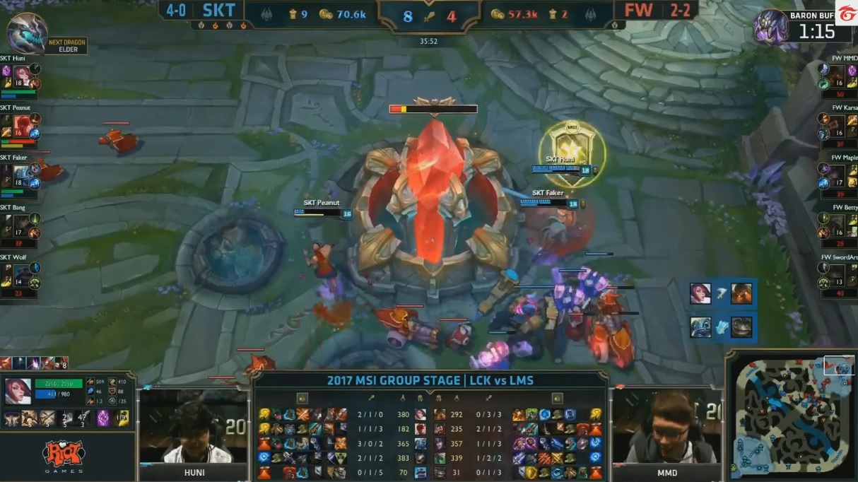 SKT 毫無懸念的在 35 分結束比賽取得勝利。 圖:翻攝自Garena官方Twitch SKT 毫無懸念的在 35 分結束比賽取得勝利。 圖:翻攝自Garena官方Twitch