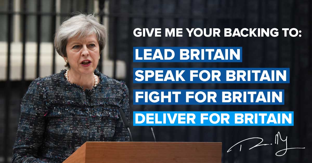英國首相梅伊帶領的保守黨雖然領先,但支持率大不如前。 圖:翻攝梅伊個人網站 英國首相梅伊帶領的保守黨雖然領先,但支持率大不如前。 圖:翻攝梅伊個人網站
