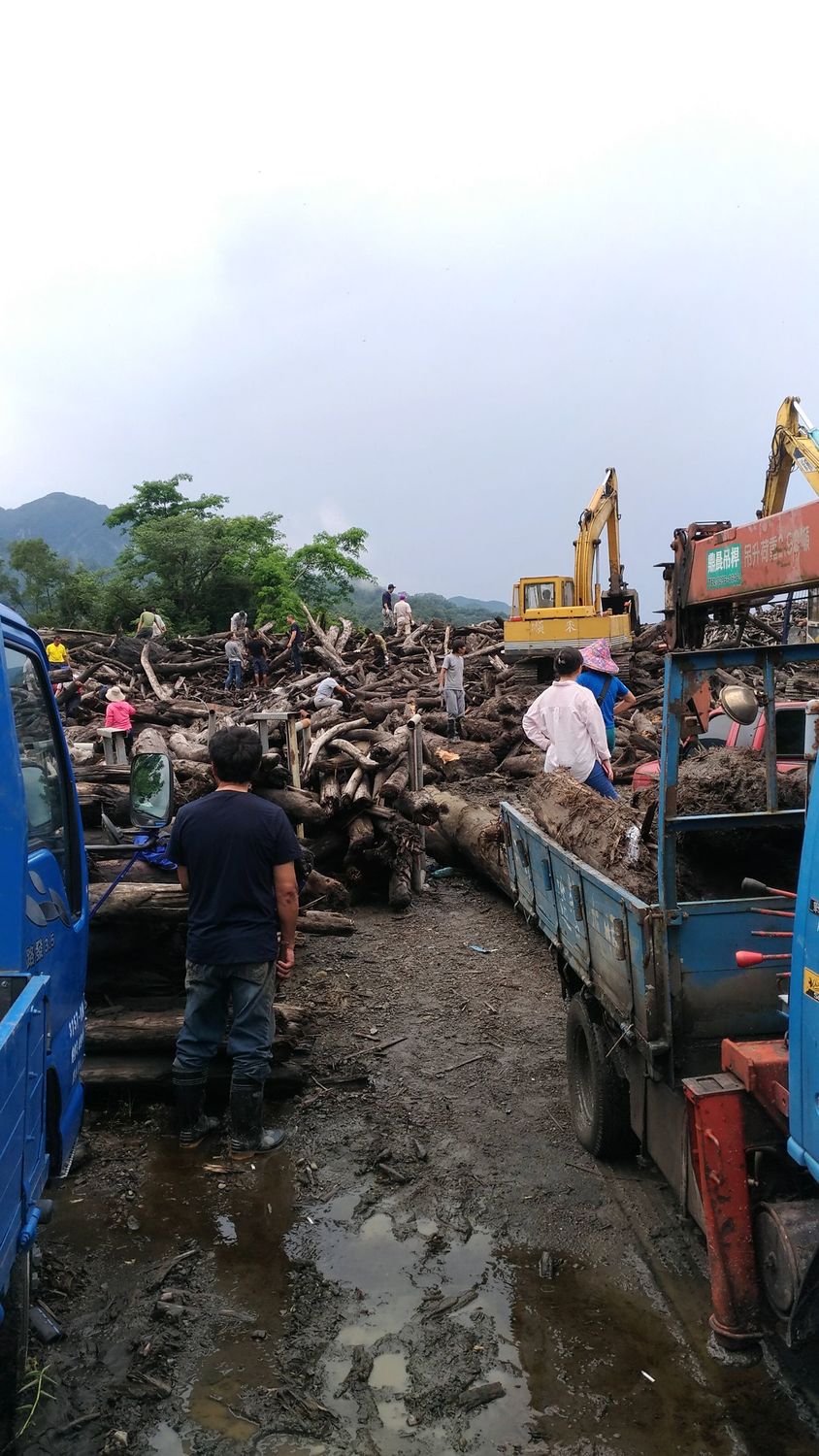 出現挖土機造成石門水庫環湖道路大塞車,保七總隊也派員協助指揮交通,讓民眾能順利進入阿姆坪漂流木堆置場,撿拾漂流木。 圖:北區水資源局提供 出現挖土機造成石門水庫環湖道路大塞車,保七總隊也派員協助指揮交通,讓民眾能順利進入阿姆坪漂流木堆置場,撿拾漂流木。 圖:北區水資源局提供