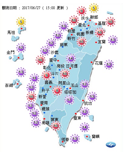 這兩日台灣受到梅雨鋒面的影響,午後對流活躍有局部午後短暫雷陣雨,全台高溫依舊,外出帶傘除了防曬亦可防雨。 這兩日台灣受到梅雨鋒面的影響,午後對流活躍有局部午後短暫雷陣雨,全台高溫依舊,外出帶傘除了防曬亦可防雨。