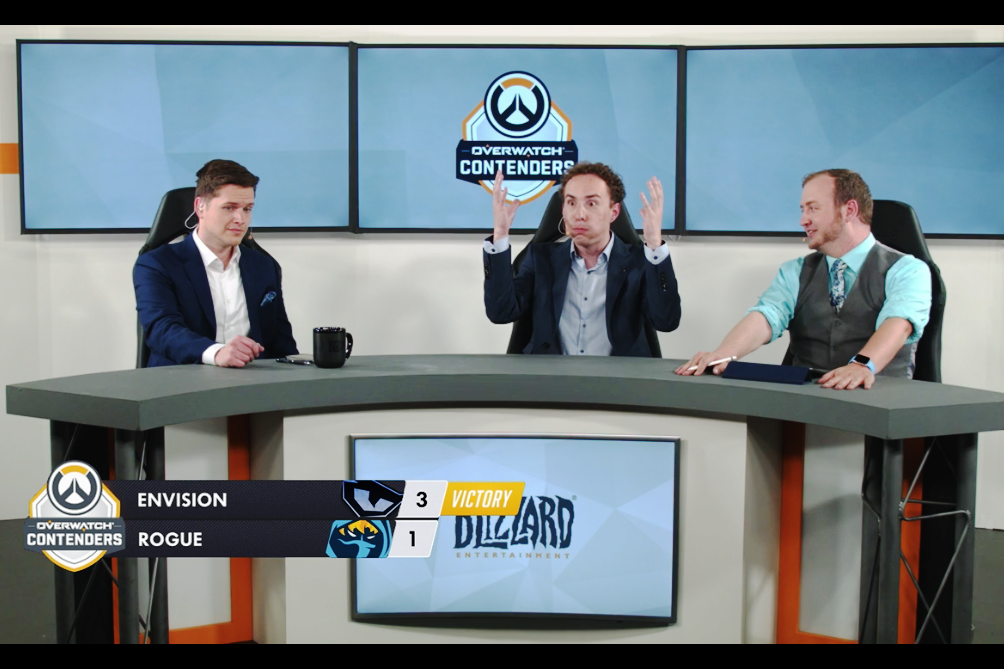 預測Rogue能4:0完封的賽評「Sideshow」對於結果感到難以置信。 圖:翻攝自Overwatch Contenders的twitch 預測Rogue能4:0完封的賽評「Sideshow」對於結果感到難以置信。 圖:翻攝自Overwatch Contenders的twitch