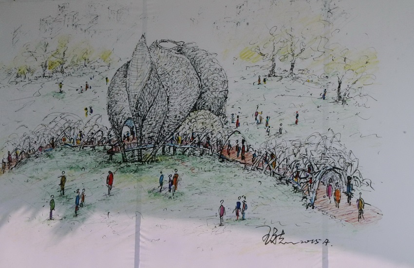 國際竹編藝術家王文志創作大型公共地景藝術作品「聚」,以竹材、木材等素材,手工編織交錯出一層層天幕,猶如人際間濃密情感、療癒鼓舞人心,帶給人民力量。圖:高雄市政府提供 國際竹編藝術家王文志創作大型公共地景藝術作品「聚」,以竹材、木材等素材,手工編織交錯出一層層天幕,猶如人際間濃密情感、療癒鼓舞人心,帶給人民力量。圖:高雄市政府提供