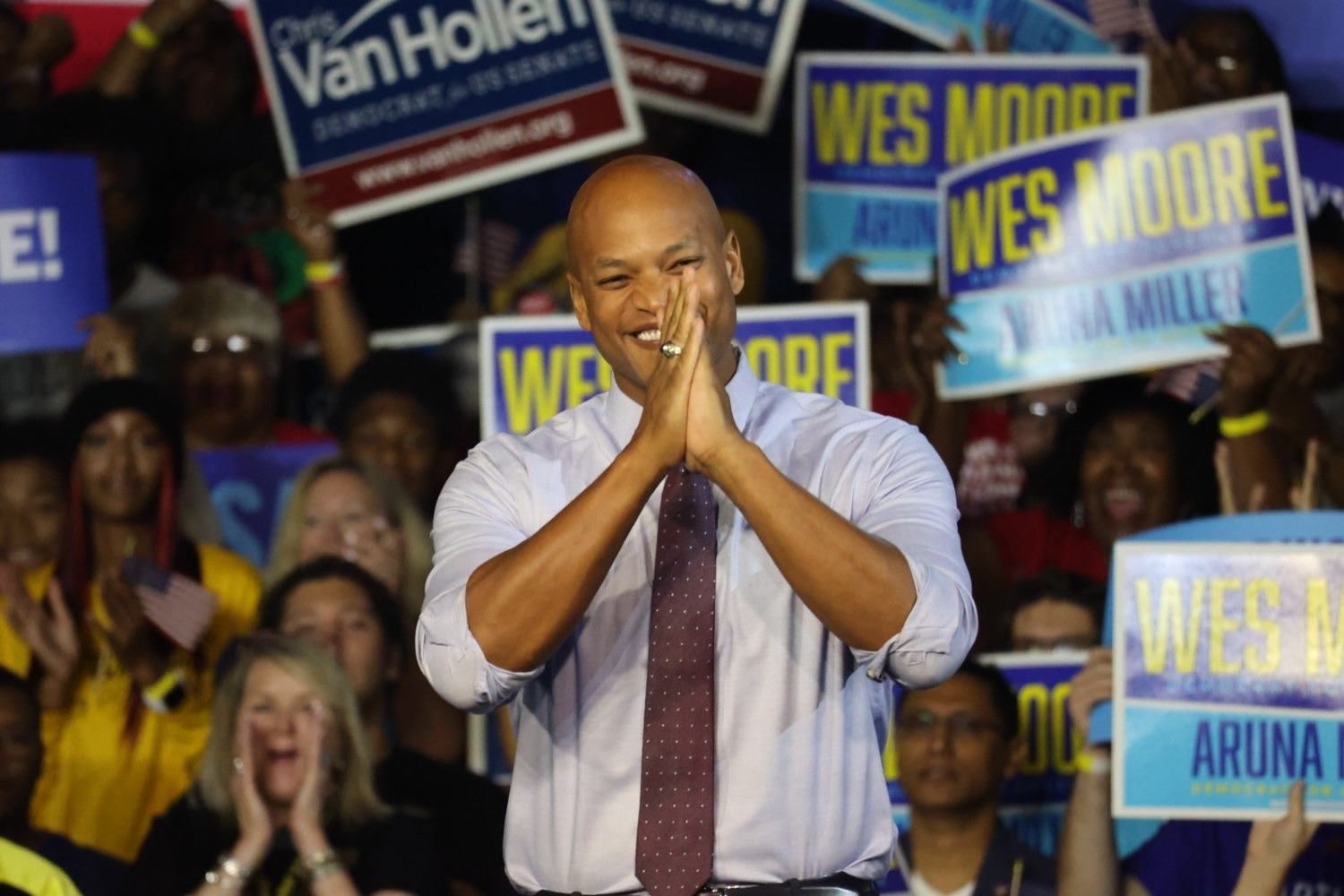 民主黨韋斯·摩爾（Wes Moore）成為第一位馬里蘭州黑人州長，美國史上第三位黑人州長。圖：翻攝自推特（資料照）