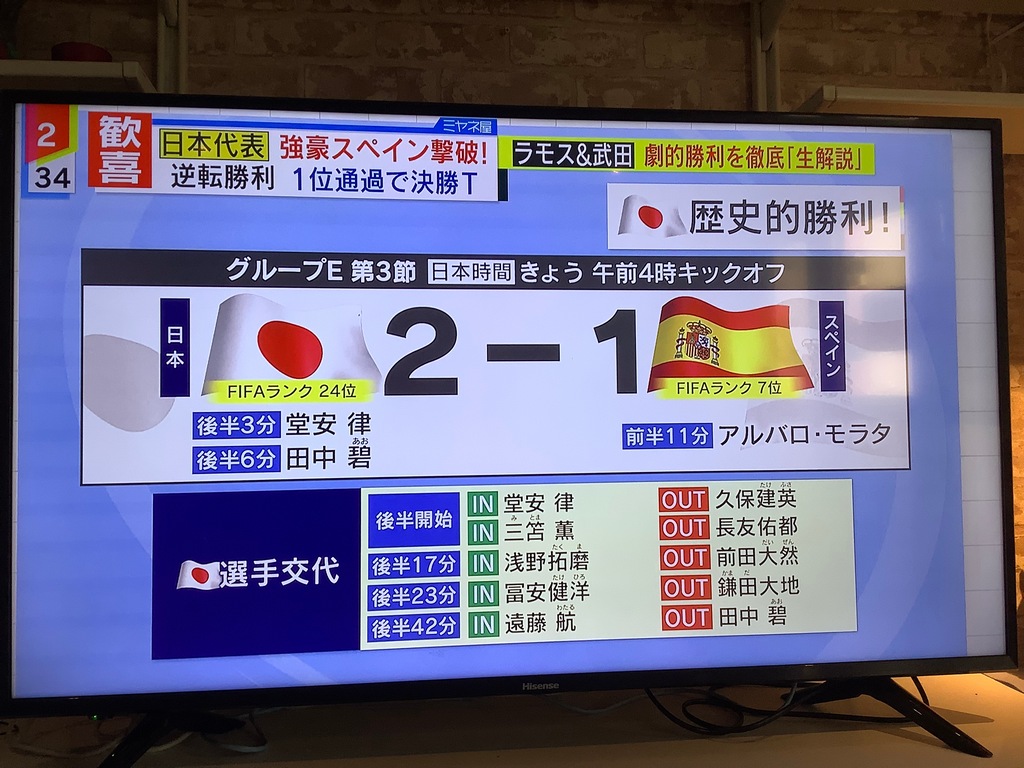 日本隊是採下半場才讓有攻擊力的球員進場,讓比賽活性化。 圖:攝自NTV 日本隊是採下半場才讓有攻擊力的球員進場,讓比賽活性化。 圖:攝自NTV