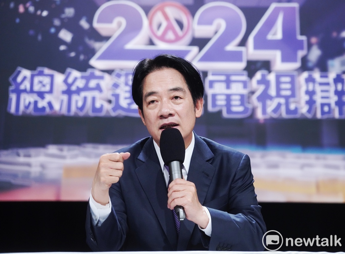  民進黨總統候選人賴清德在總統大選電視辯論會後舉行記者會，回應媒體提問。 圖：張良一/攝 