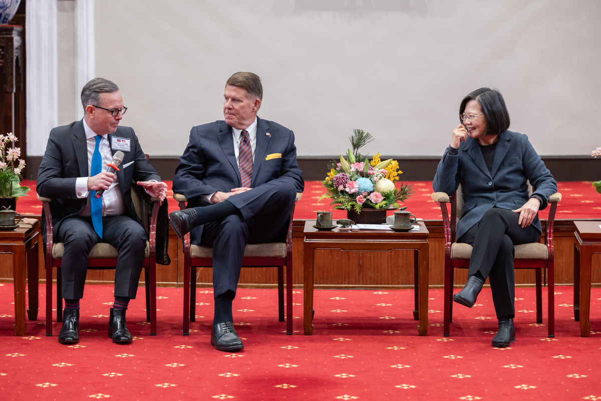  總統蔡英文接見美台商業協會訪問團。 圖：總統府提供 