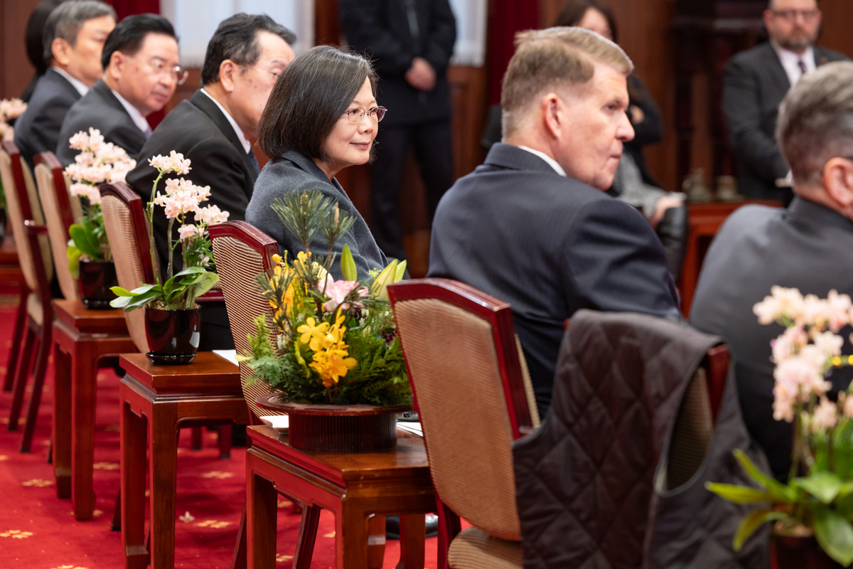  總統蔡英文接見美台商業協會訪問團。 圖：總統府提供 