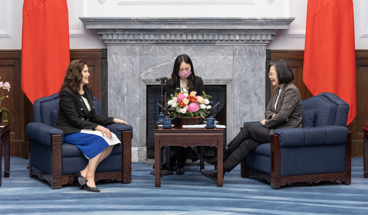  總統蔡英文接見美國密西根州州長魏美桂訪團一行。 圖：總統府提供 