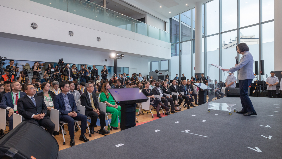 蔡英文出席Google新辦公大樓開幕。 圖：總統府提供 