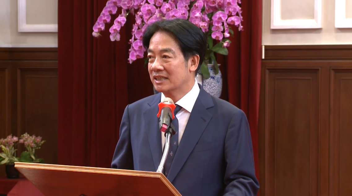  總統府舉行歡送會，歡送3天後即將卸任的總統蔡英文，賴清德發表談話。 圖：總統府提供 