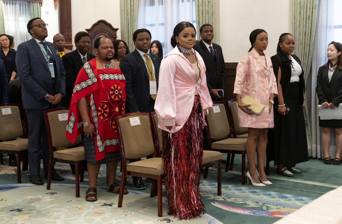  史瓦帝尼國王恩史瓦帝三世（King Mswati Ⅲ）率團來訪。 圖：總統府提供 