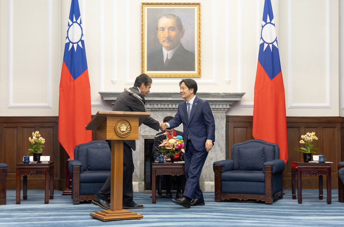  賴清德會晤帛琉總統惠恕仁（Surangel S. Whipps, Jr.）伉儷及訪團一行。 圖：總統府提供 