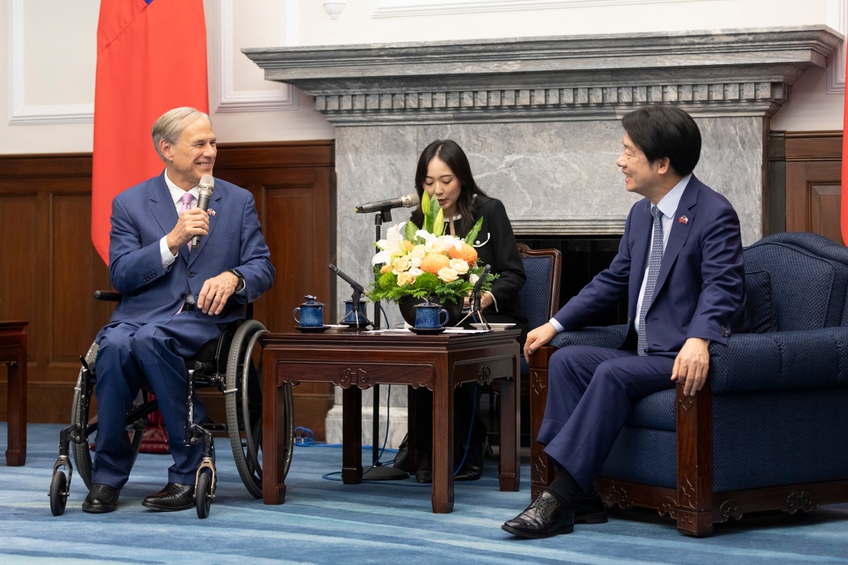  總統賴清德接見美國德州州長艾伯特（Greg Abbott）經貿訪問團。 圖：總統府提供 