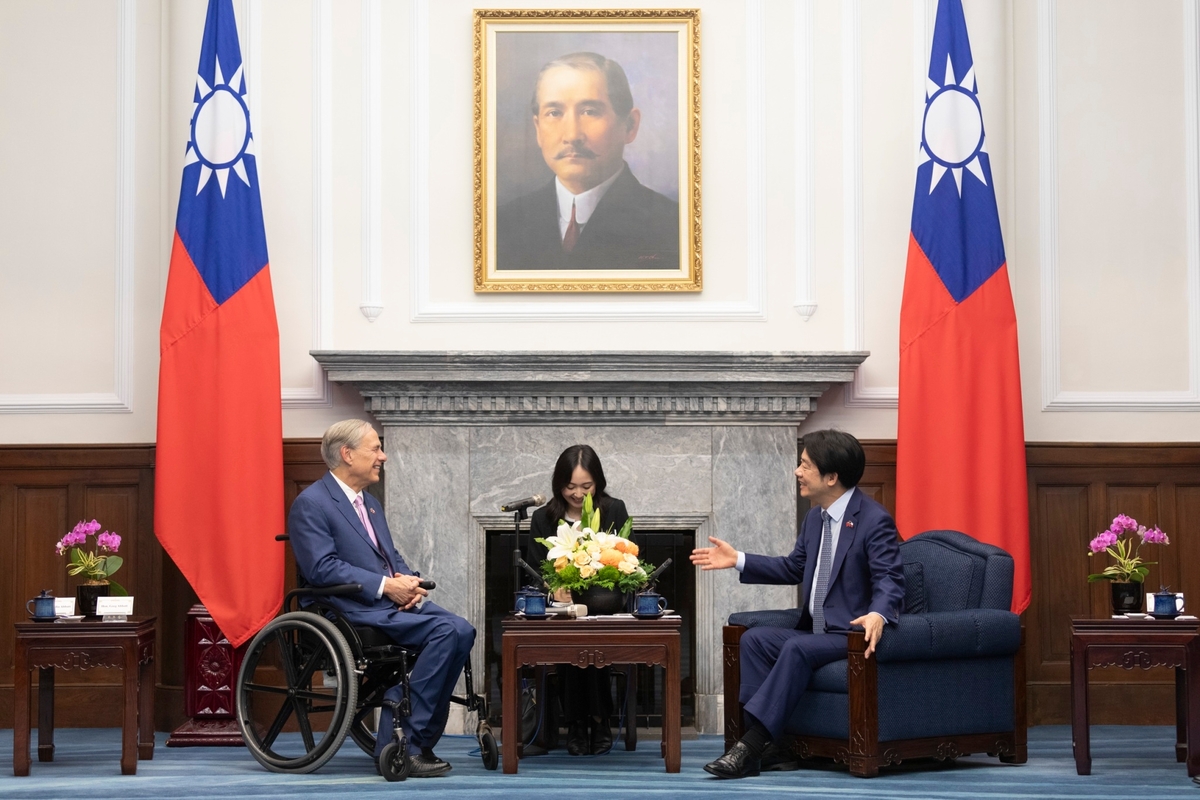 總統賴清德接見美國德州州長艾伯特（Greg Abbott）經貿訪問團。 圖：總統府提供 