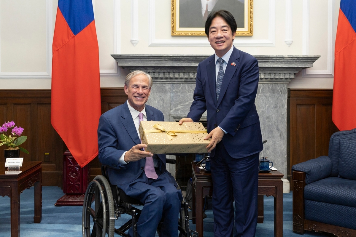  總統賴清德接見美國德州州長艾伯特（Greg Abbott）經貿訪問團。 圖：總統府提供 