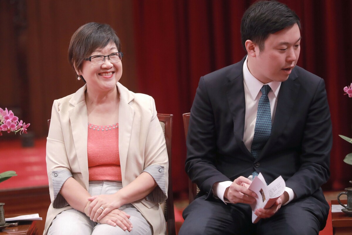  總統賴清德接見北美洲舜裔篤親總公所回國訪問團，徐佳青、李問出席。 圖：總統府提供 