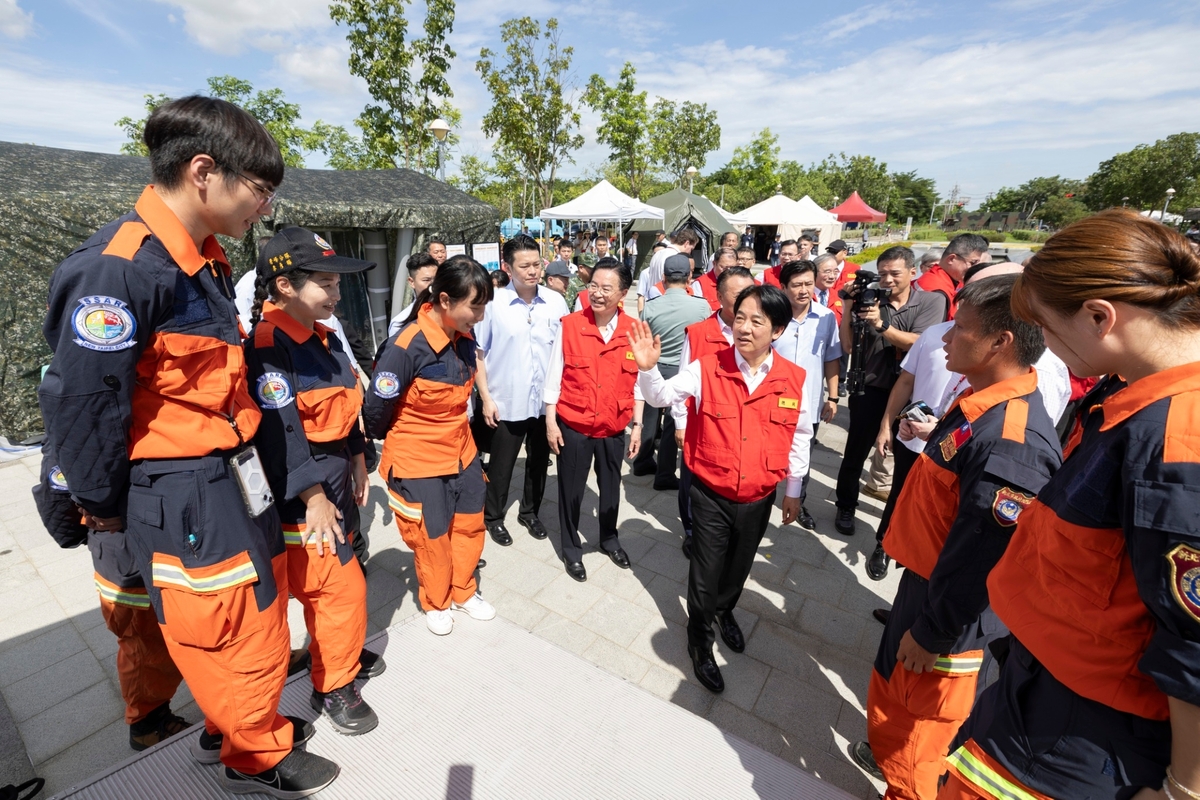  總統賴清德赴嘉義縣視導大規模震災動員演練。 圖：總統府提供 