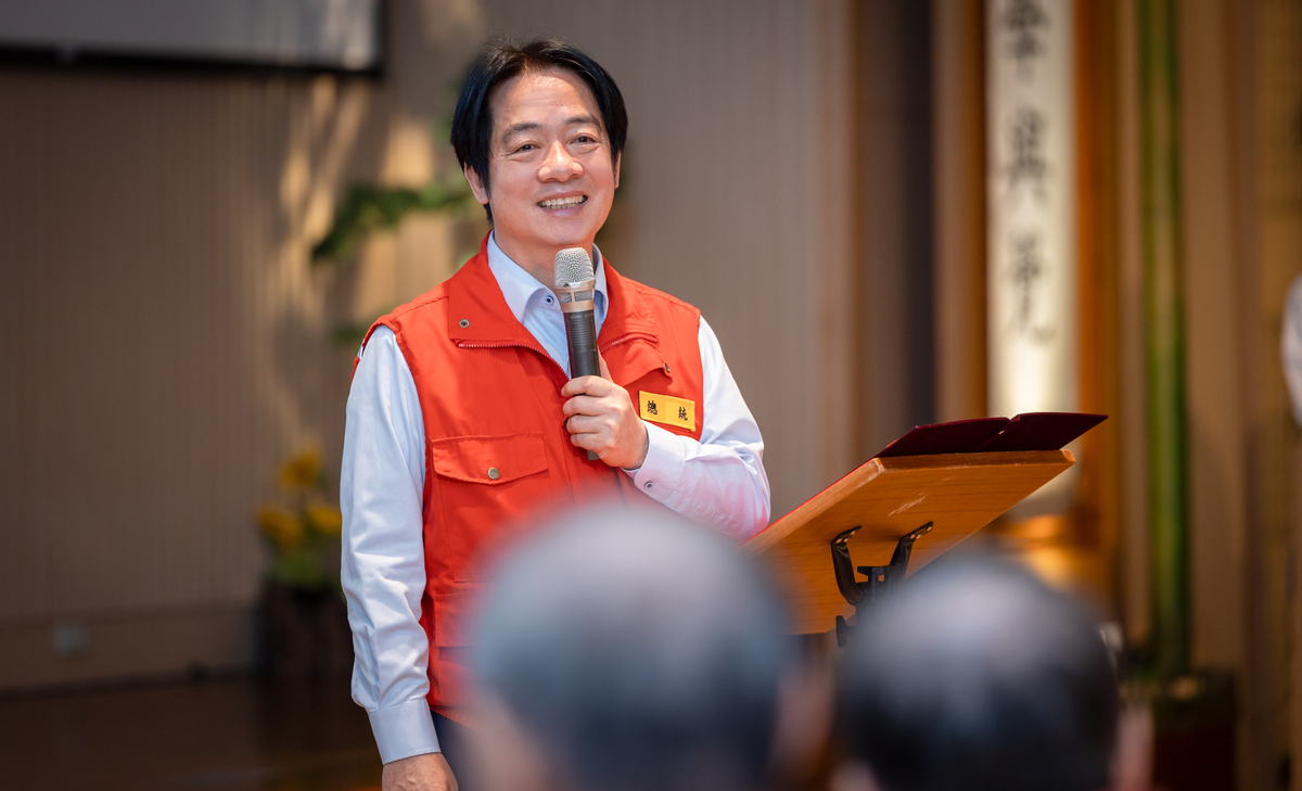  總統賴清德參訪2024年新北市板橋區防災協作中心開設演練。 圖：總統府提供 