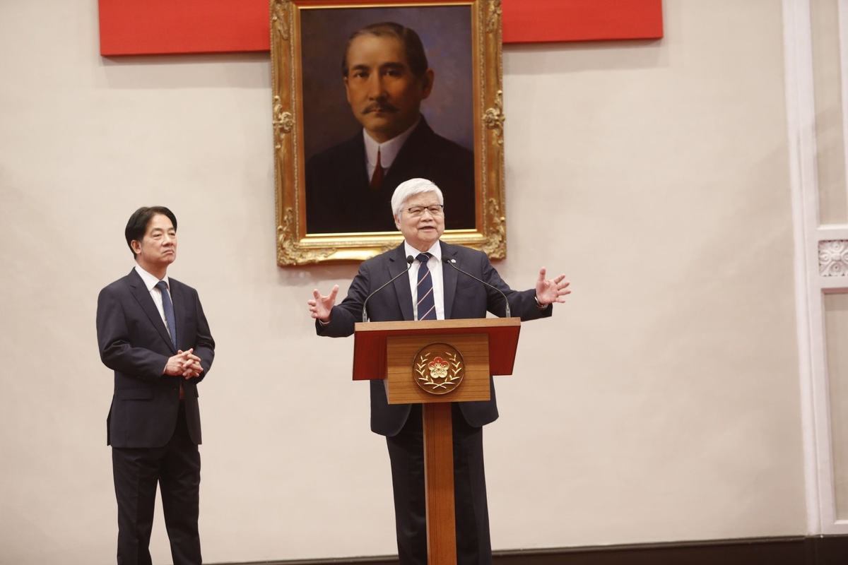 總統賴清德偕同台積電董事長魏哲家今（6）天舉行記者會。   圖：張良一/攝