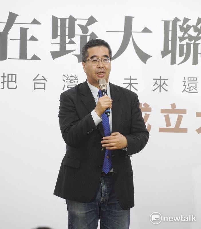 馬辦執行長蕭旭岑在黨外在野大聯盟成立大會上致詞。   圖：張良一/攝