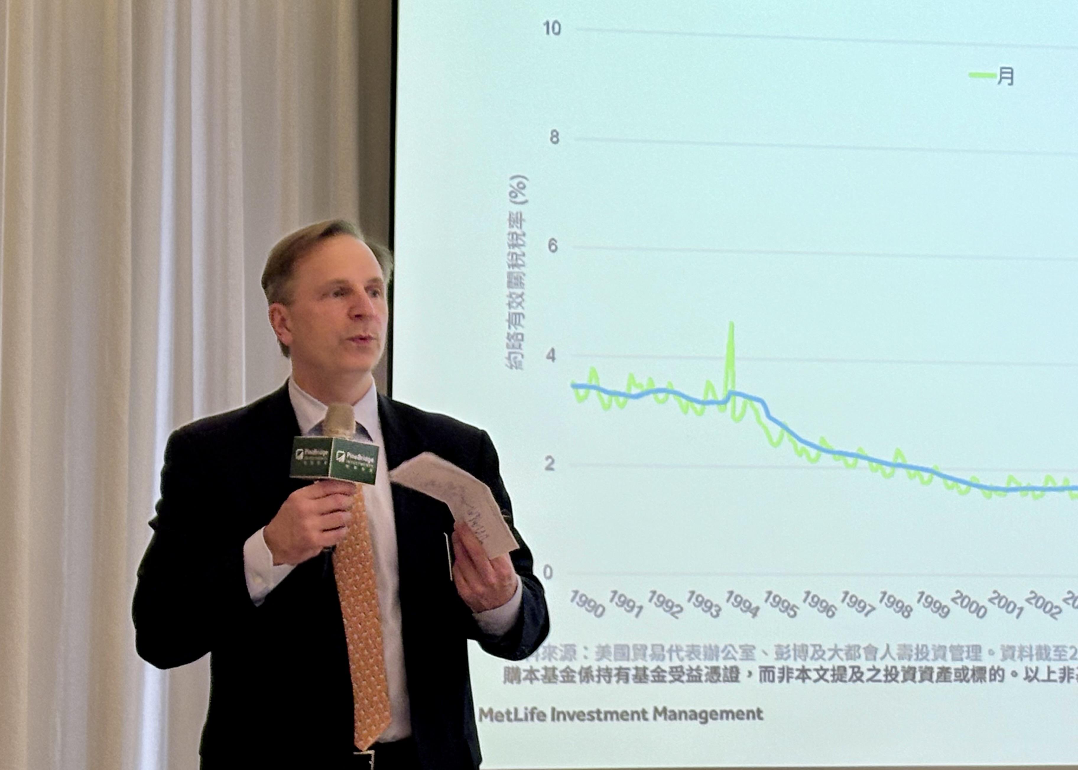 資深經濟學家及大都會投資管理首席市場策略師 Drew Matus。其經常受邀於《CNBC》與《Bloomberg》等財經媒體提供專業評論，並常被《華爾街日報》及《紐約時報》引用其對經濟與市場的見解。 圖：黃偉柏／攝影 
