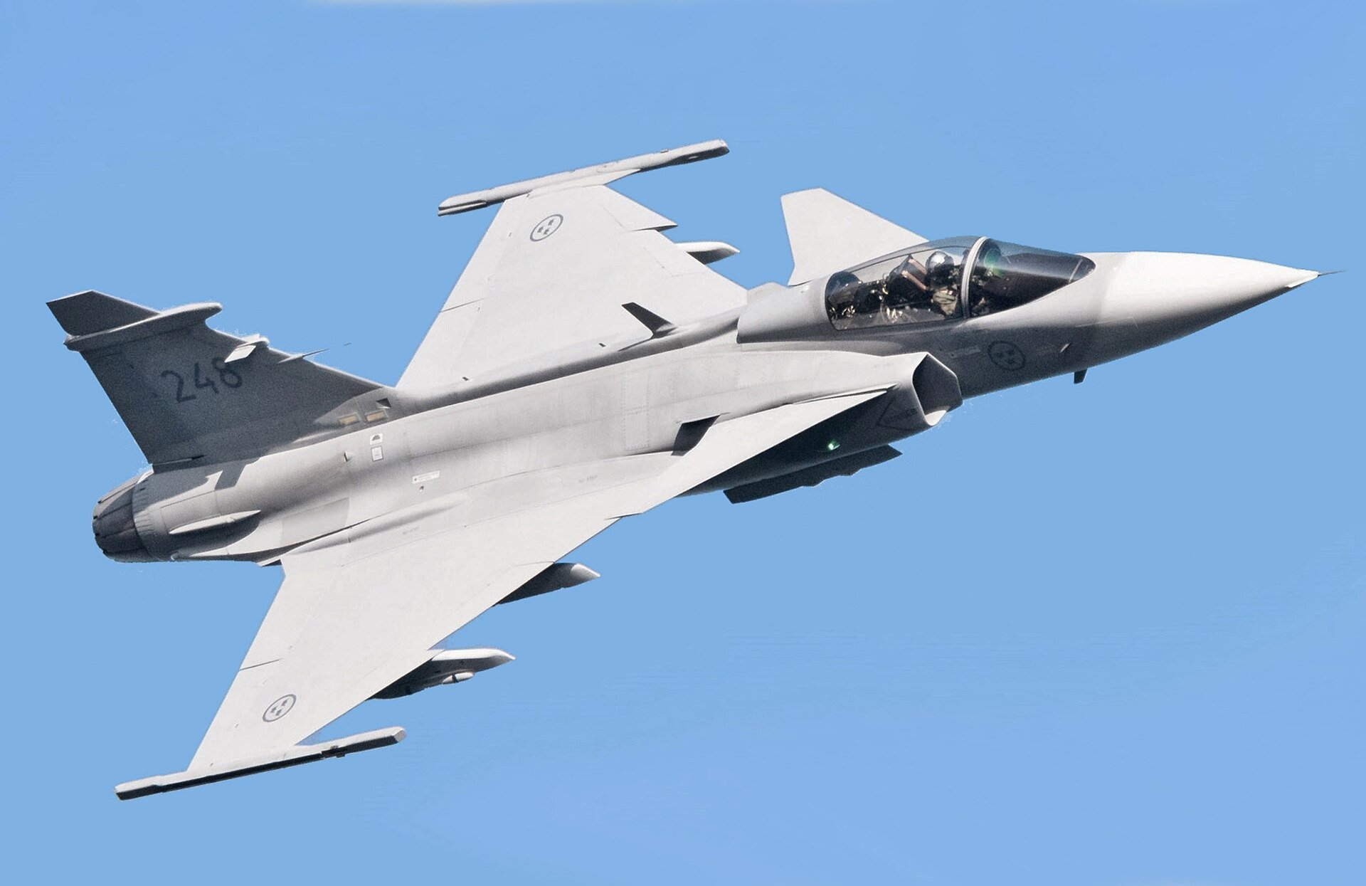  瑞典將提供16架「鷹獅」E（Gripen E）戰鬥機。 圖：翻攝自 X @SputnikInt 