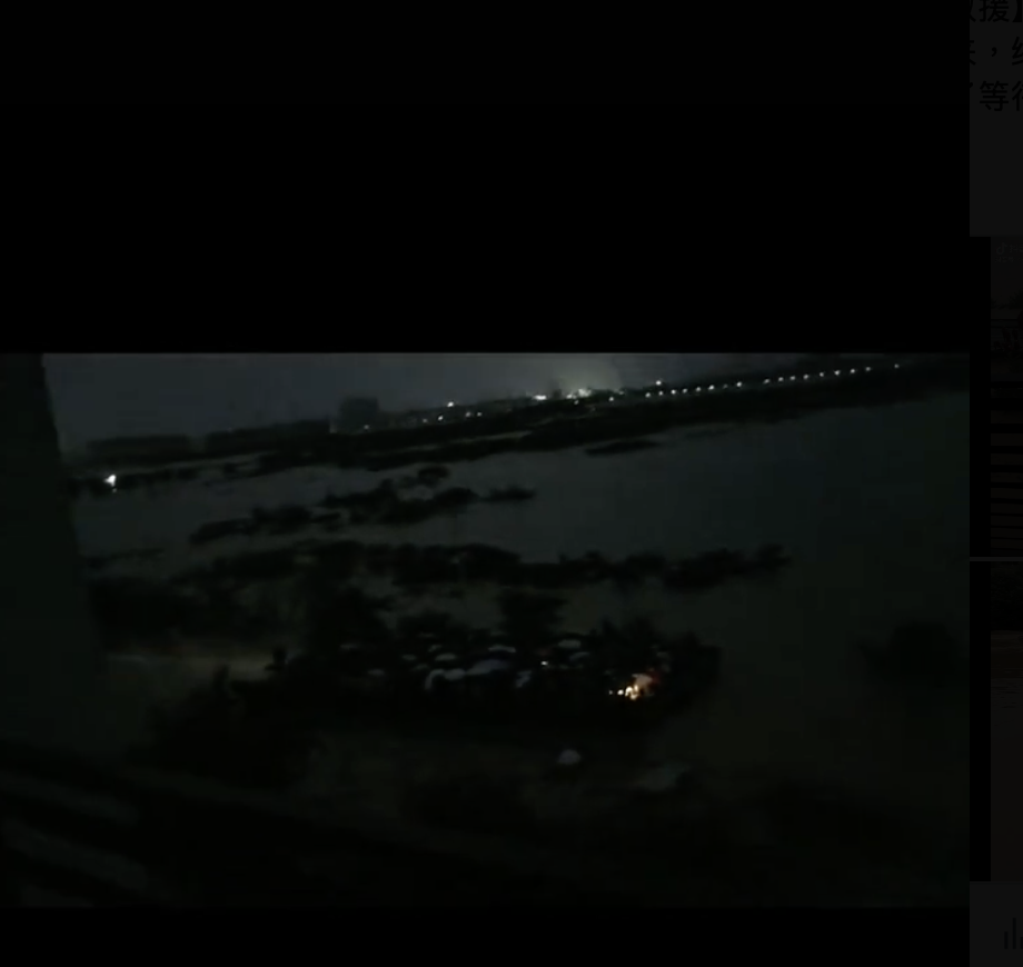  廣西出動大量軍力協助受困於學校的學生，網友戲稱為救援航母。 圖：翻攝自@wangjupaian 