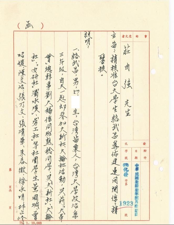  調查局吸收駱武昌資料 圖：檔案局「佈建綜合卷案」 