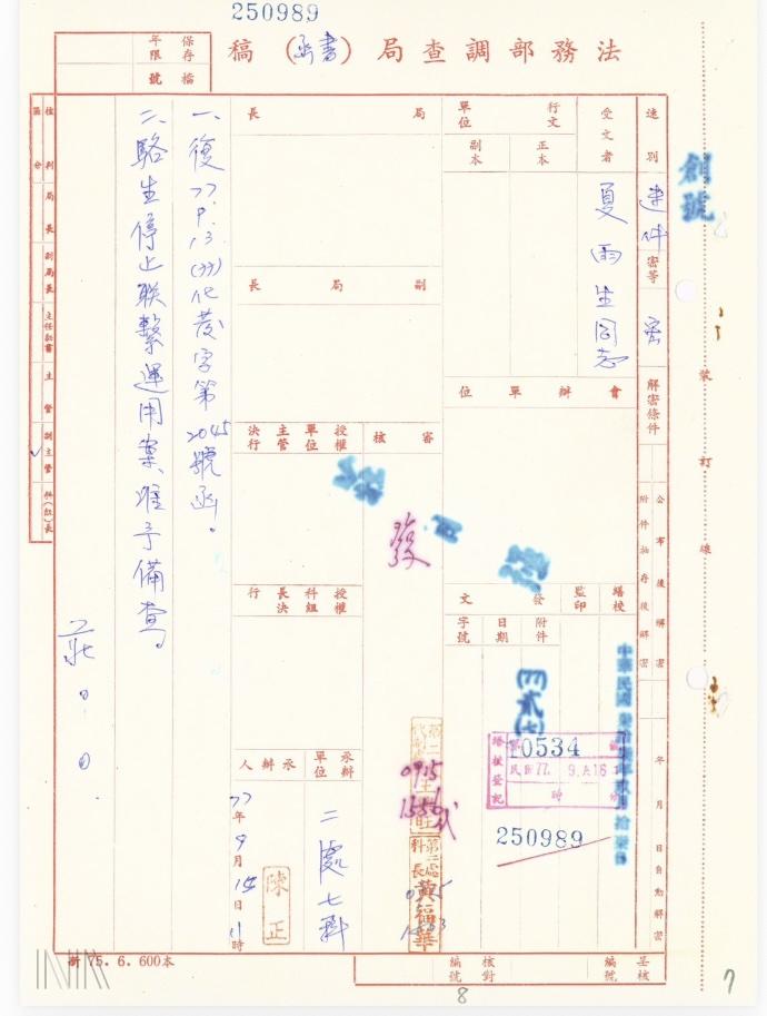  調查局決定停止駱武昌運用關係 圖：檔案局「佈建綜合卷案」 