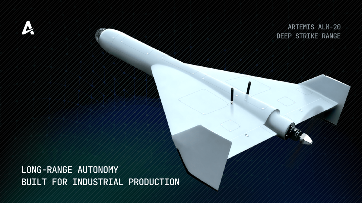  烏美合作研發的新型長程無人機「Artemis ALM-20」近期完成測試。 圖：翻攝自 X 