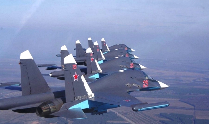  俄軍蘇-34「鴨嘴獸」戰機編隊。 圖 : 翻攝自中新網 