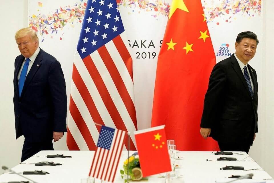  圖為美國總統川普（左）與中國國家主席習近平（右）2019年6月在G20峰會會晤。圖 : 達志影像/路透社