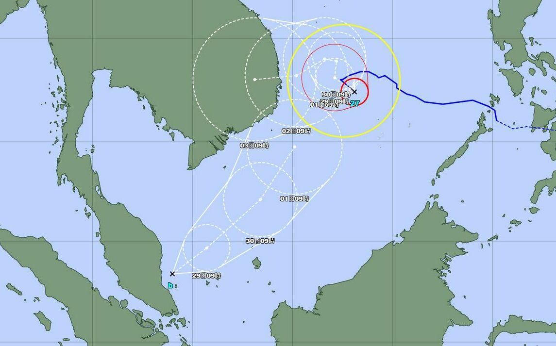 麻六甲首個「熱帶風暴」進入南海！最快明早成為「洛鞍」颱風