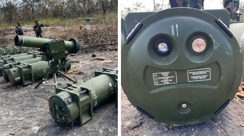  泰國軍隊近日擄獲了一批柬軍遺棄的裝備，其中赫然出現中國製造的 GAM-102LR 反裝甲飛彈。 圖：翻攝自 X 