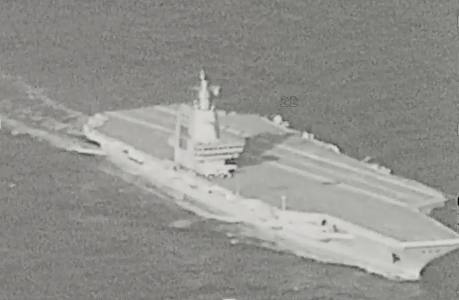  國防部公佈中共航艦福建號行經台灣海峽。 圖：國防部提供 