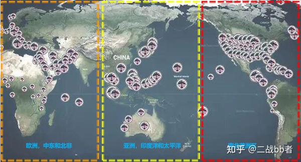  美國擁有超過 800 個海外基地，每年花費近 200 億美元維持。圖：翻攝自知乎