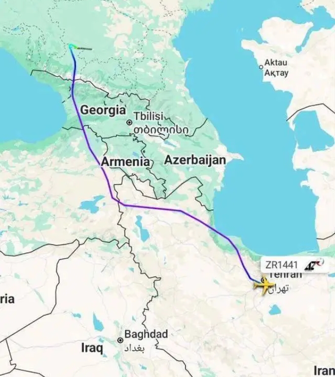  俄羅斯運輸機飛行路線。 圖：翻攝自 寰球戰略解讀 