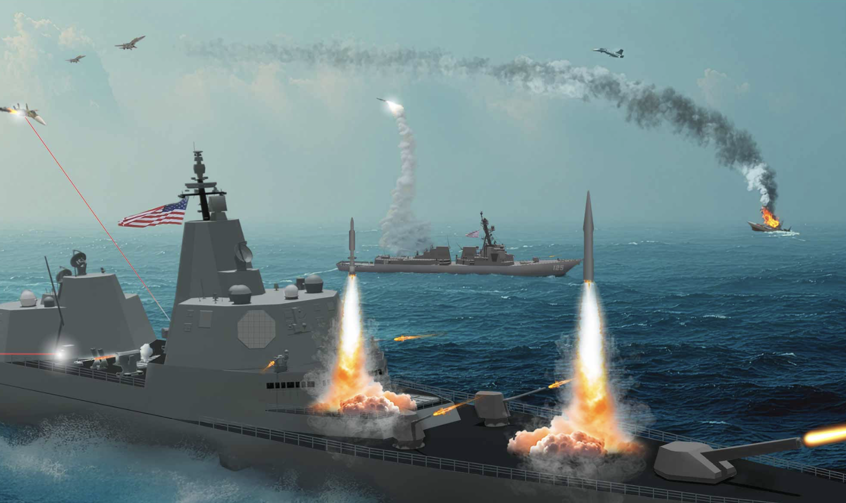 美國「川普級」戰艦概念渲染圖。 圖：翻攝自 追著大事跑的人（資料照片） 